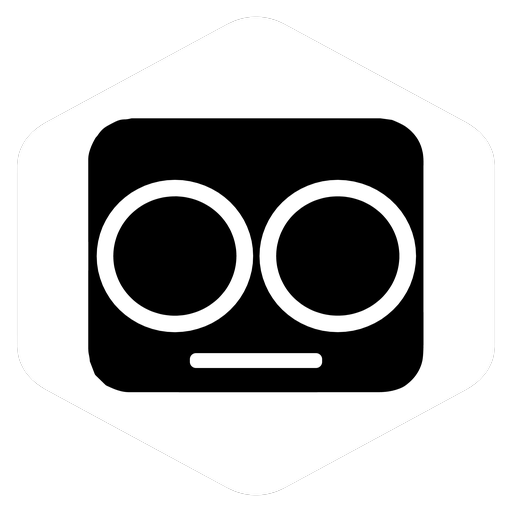 CryptoScanRobot mascot, white hexagon variant